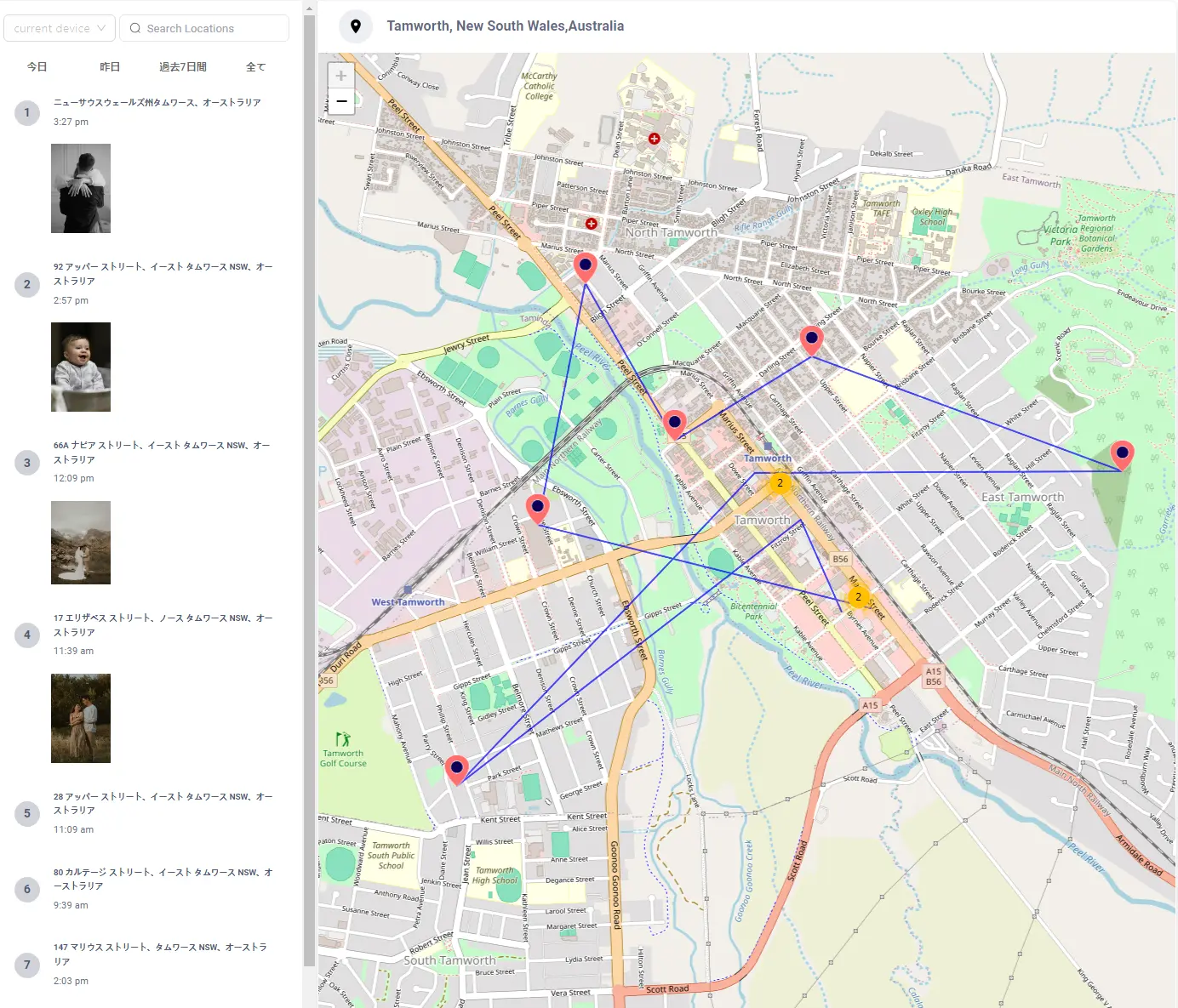 The real user locations from Msafely dashboard.